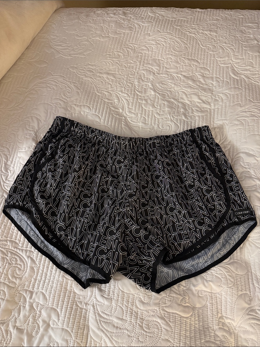 Calvin Klein Black All-Over Logo Athletic Shorts